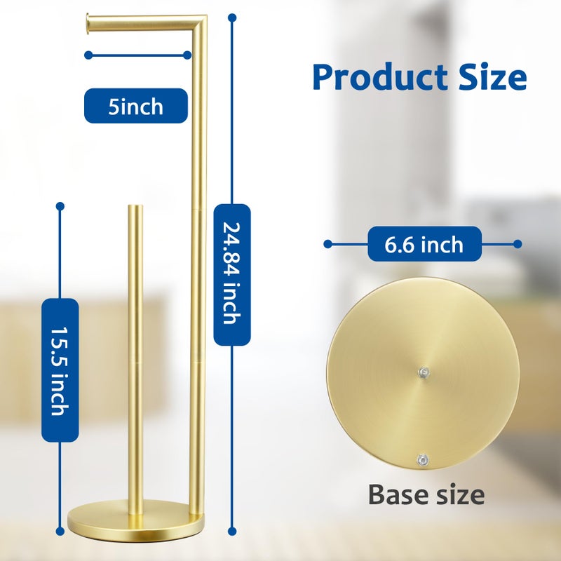 Batoliet Toilet Paper Holder Stand,Toilet Paper Holder Free Standing,Toilet Paper Roll Holder for 4 Rolls,Gold Bathroom Toilet Paper Holder with Storage - Image 2
